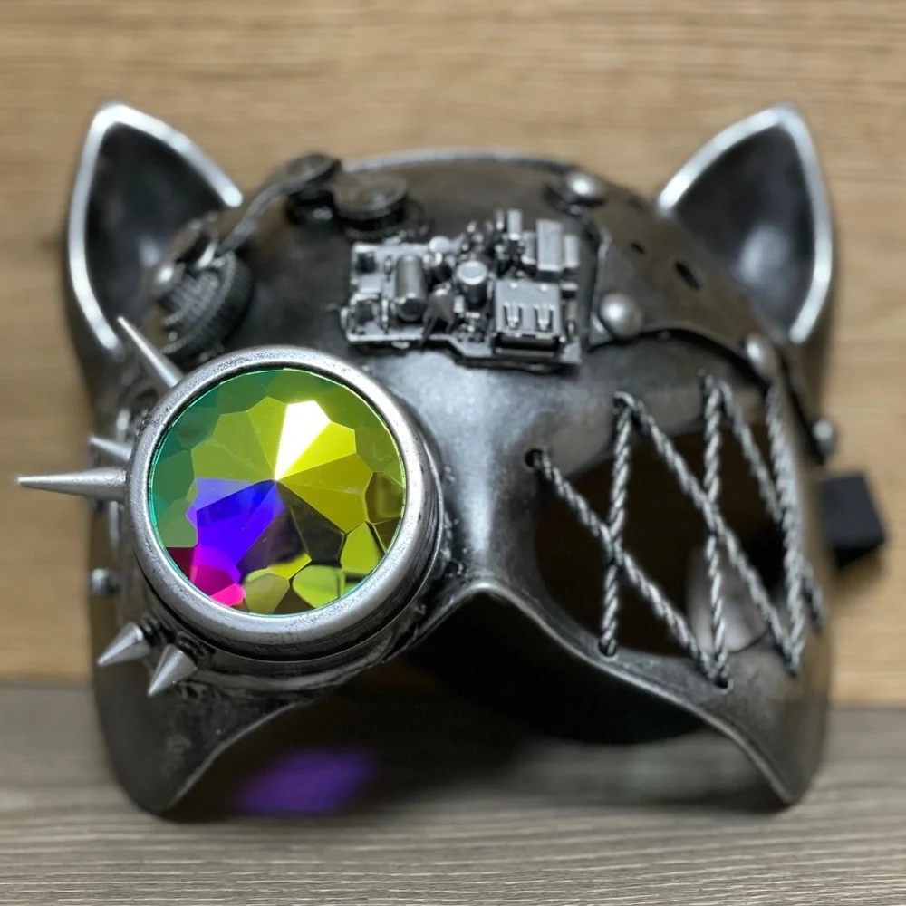 Steampunk Metallic Cat Mask with Goggles - NWT!